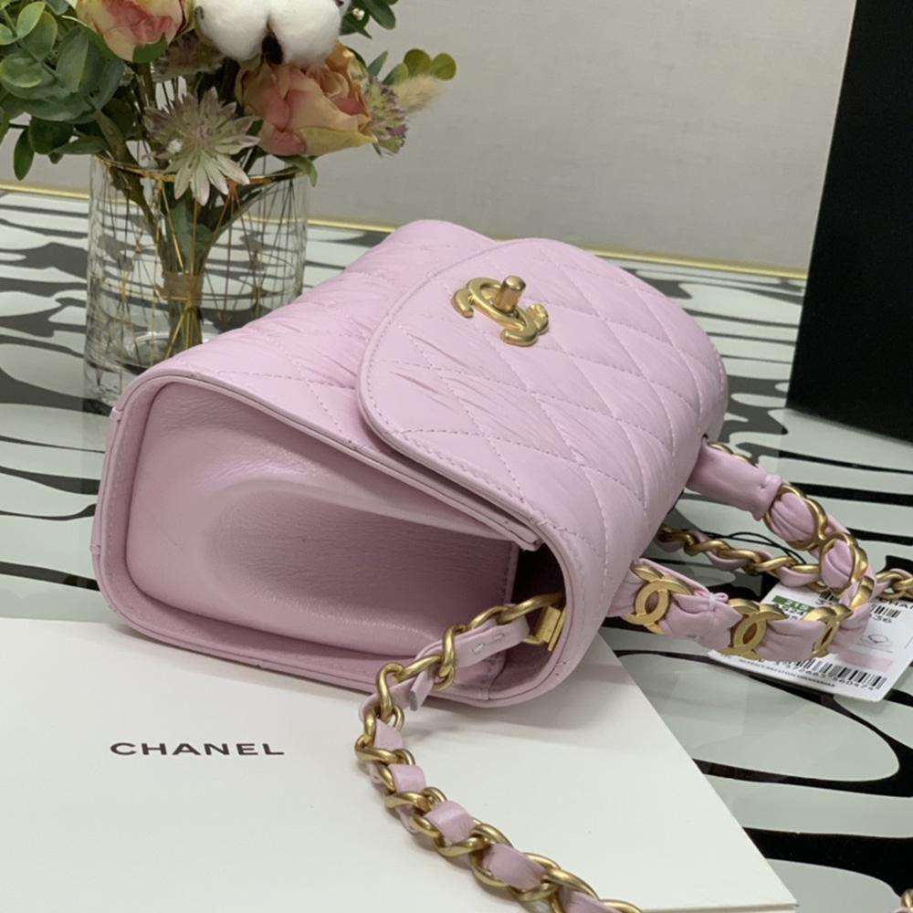 Chanel Mini Flap Bag Pink with top handle - Image 9