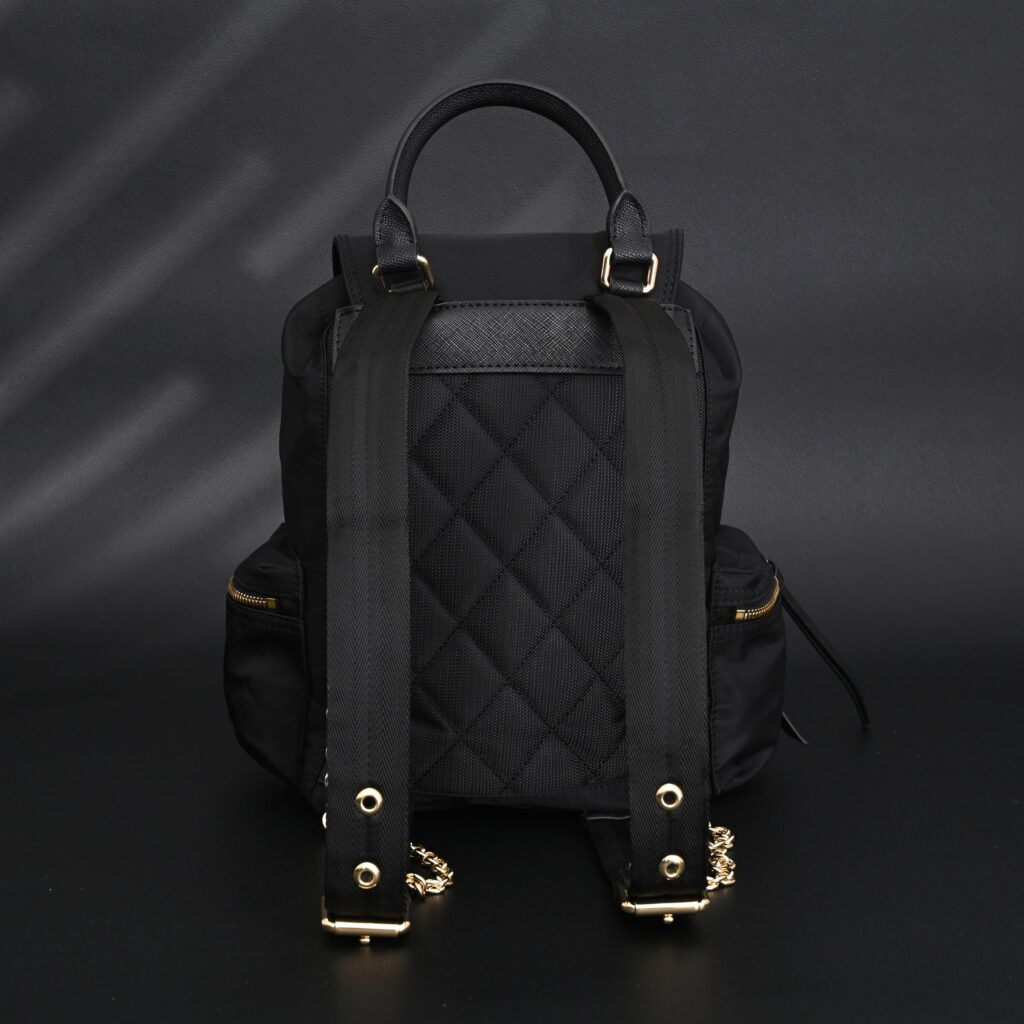 Burberry The Rucksack – Black Nylon & Leather Backpack with Gold-Tone Hardware