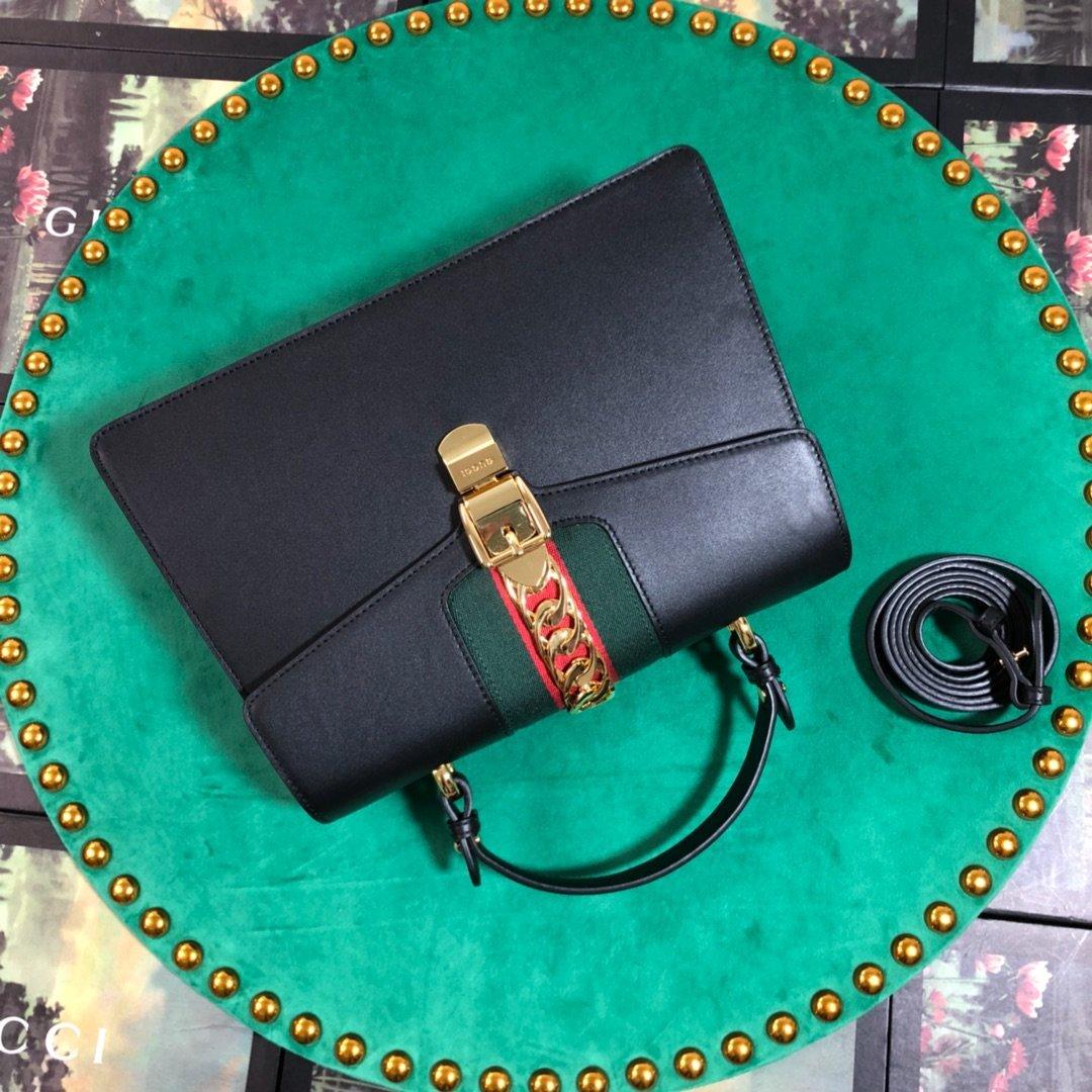Gucci GG Sylvie Leather Medium Top Handle Bag - Image 9