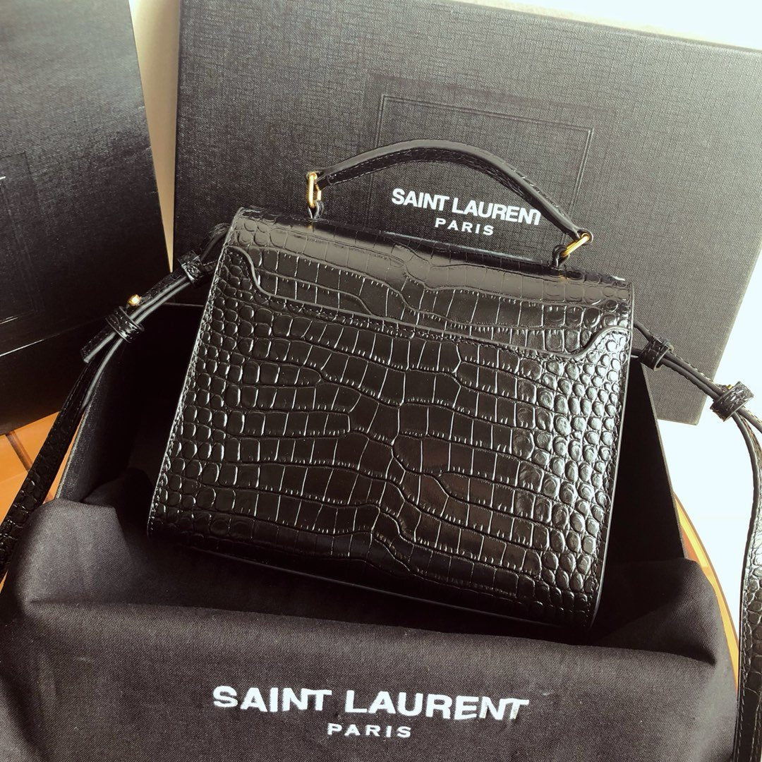 YSL Cassandra Mini Top Handle Bag Black - Image 8