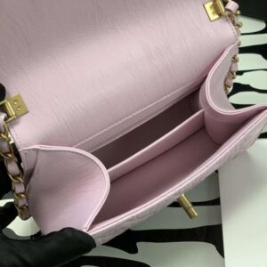 Chanel Mini Flap Bag Pink with top handle - Image 4