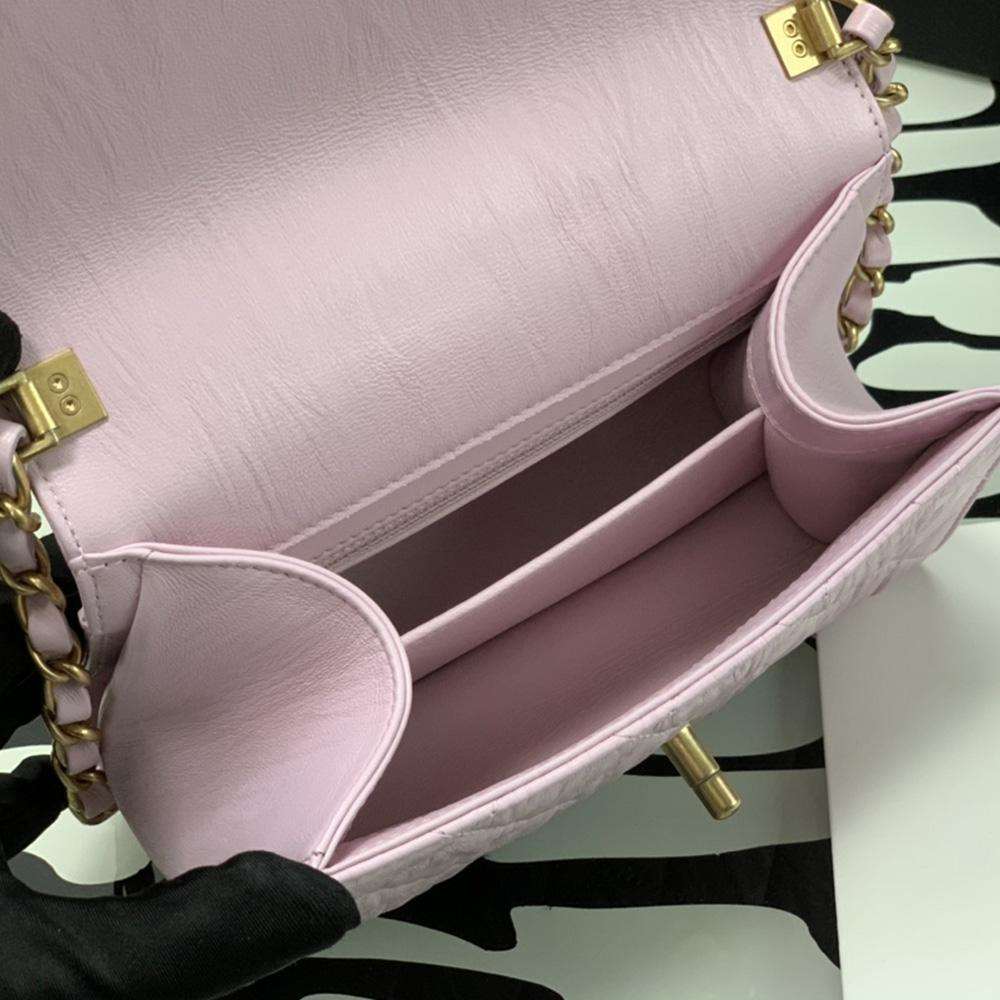 Chanel Mini Flap Bag Pink with top handle - Image 4