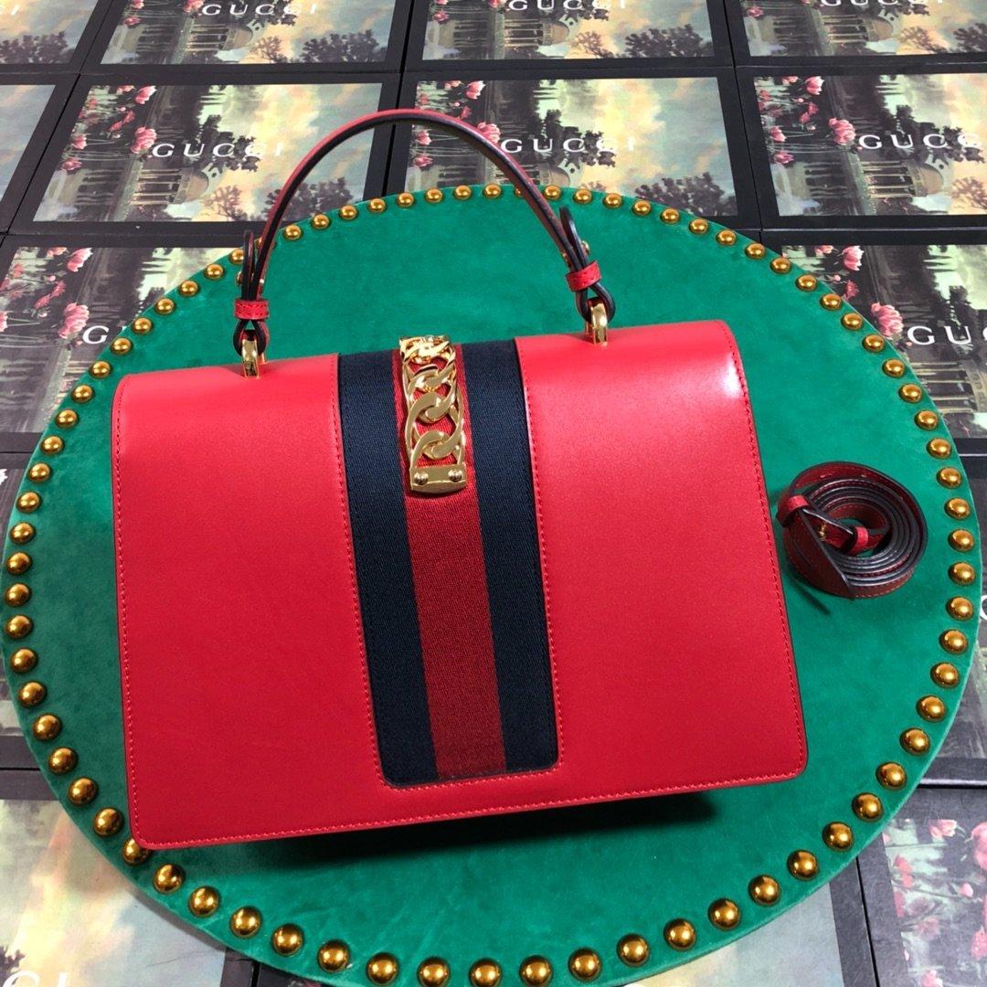 Gucci GG Sylvie Leather Medium Top Handle Bag - Image 1