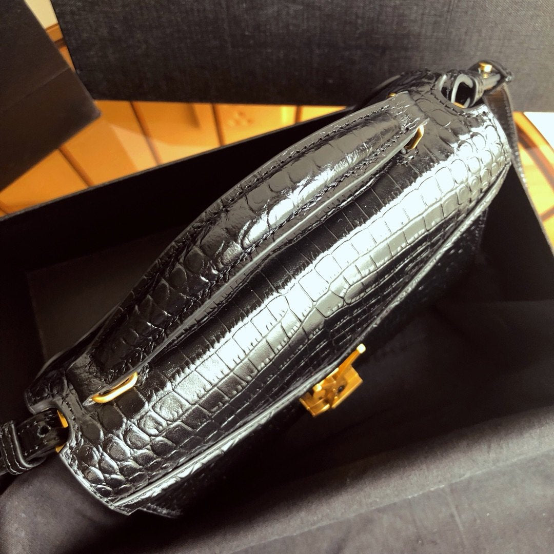 YSL Cassandra Mini Top Handle Bag Black - Image 3