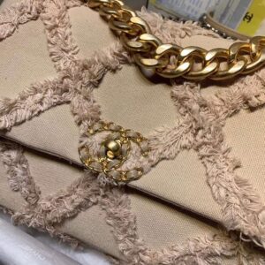 CHANEL 19 Medium Denim Flap Bag Beige - Image 3