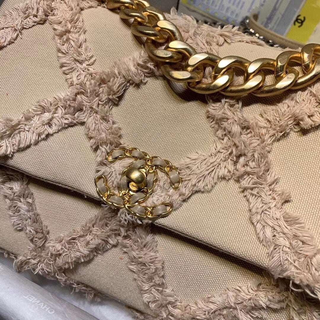 CHANEL 19 Medium Denim Flap Bag Beige - Image 3