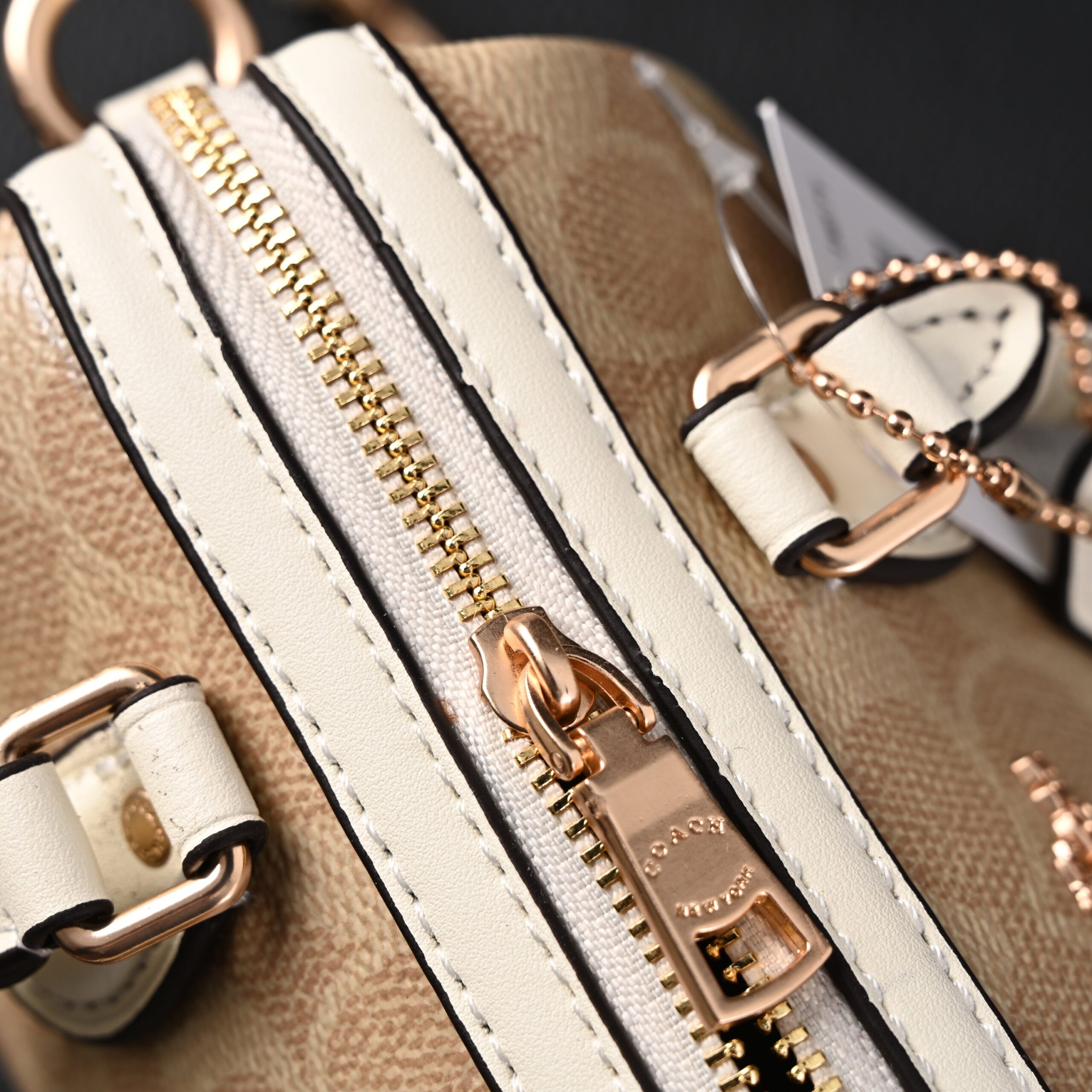 Coach Rowan Satchel – Signature Canvas Top Handle Bag with Crossbody Strap (Khaki/Chalk) - Image 2