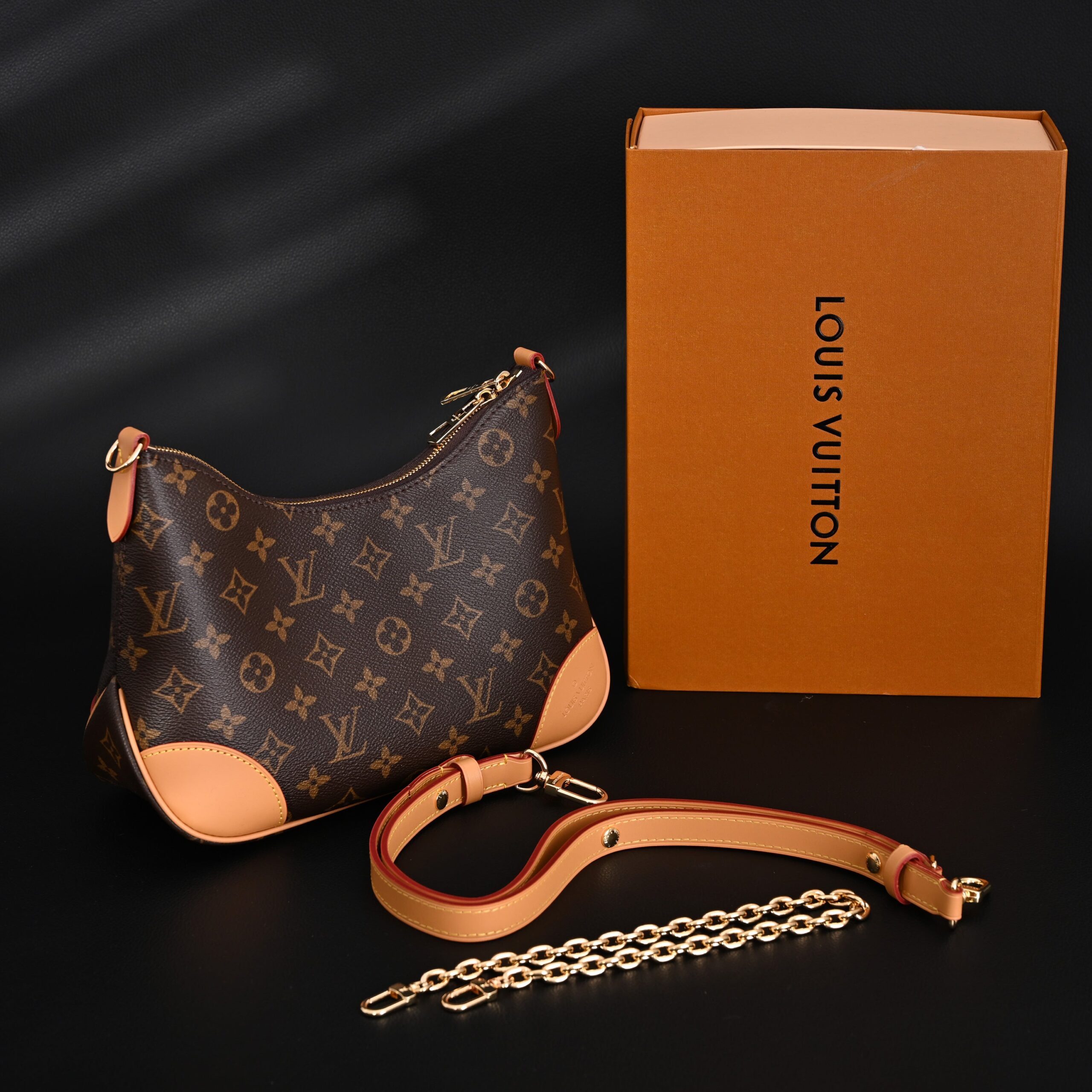Louis Vuitton Boulogne Monogram Canvas Shoulder Bag – Classic Brown with Vachetta Leather Trim (M45832) - Image 1