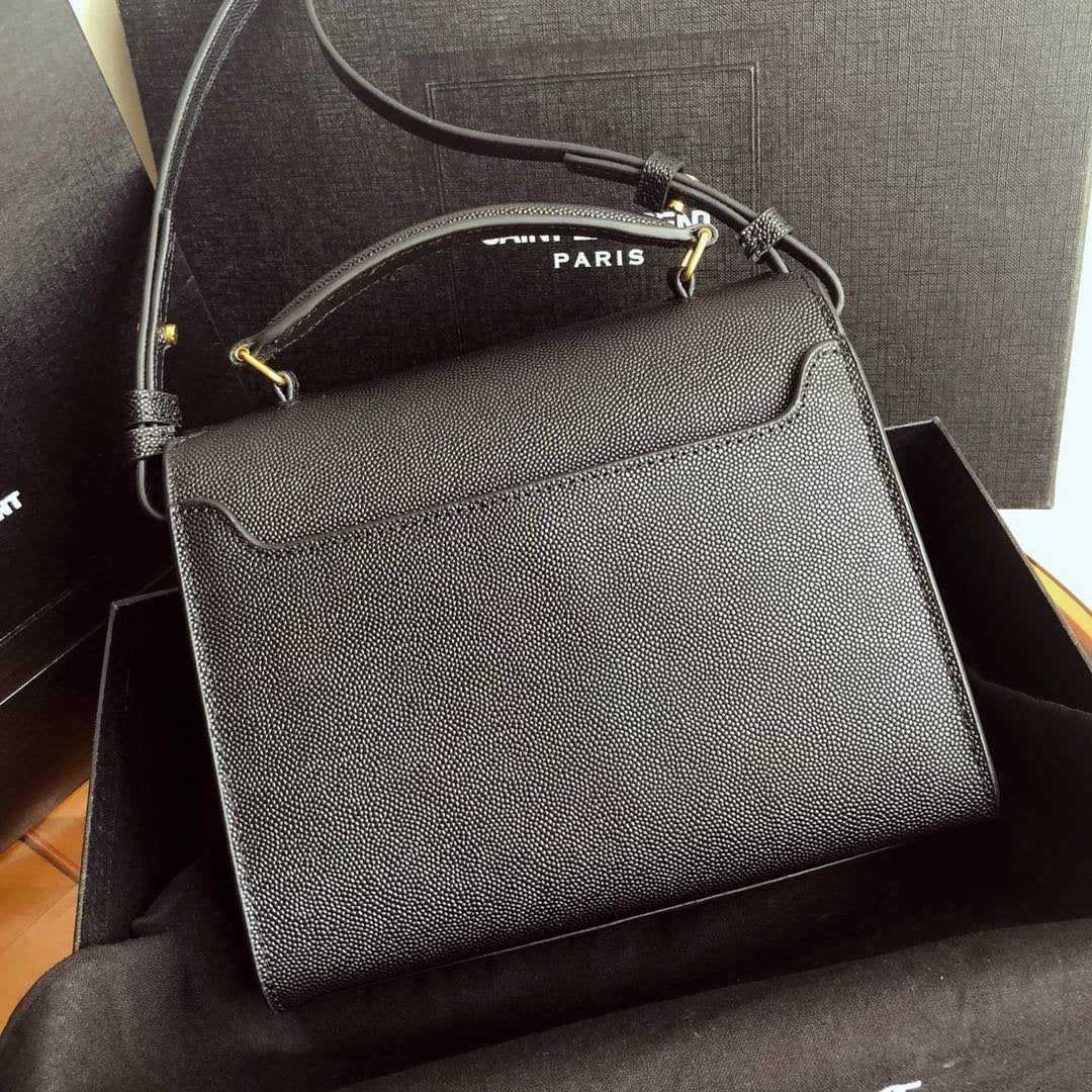 YSL Cassandra Mini Top Handle Bag Black - Image 4