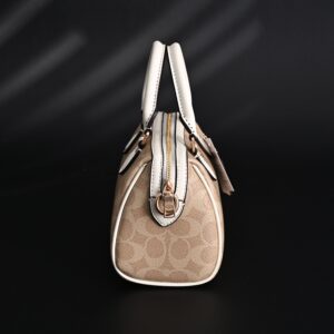 Coach Rowan Satchel – Signature Canvas Top Handle Bag with Crossbody Strap (Khaki/Chalk) - Image 3