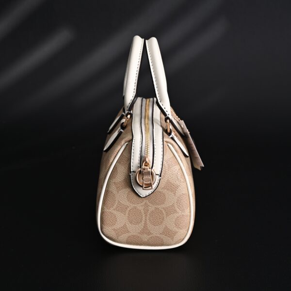 Coach Rowan Satchel – Signature Canvas Top Handle Bag with Crossbody Strap (Khaki/Chalk)