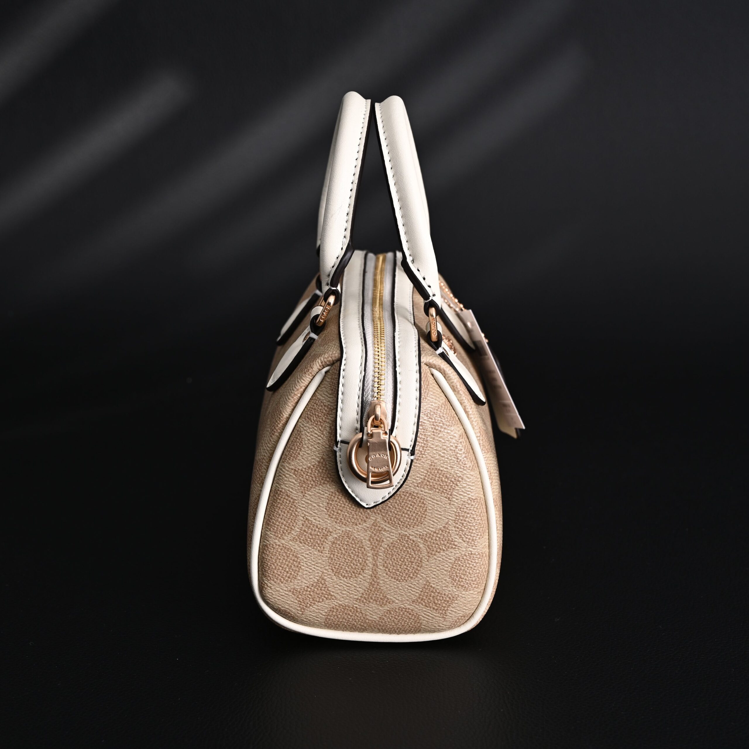 Coach Rowan Satchel – Signature Canvas Top Handle Bag with Crossbody Strap (Khaki/Chalk) - Image 3