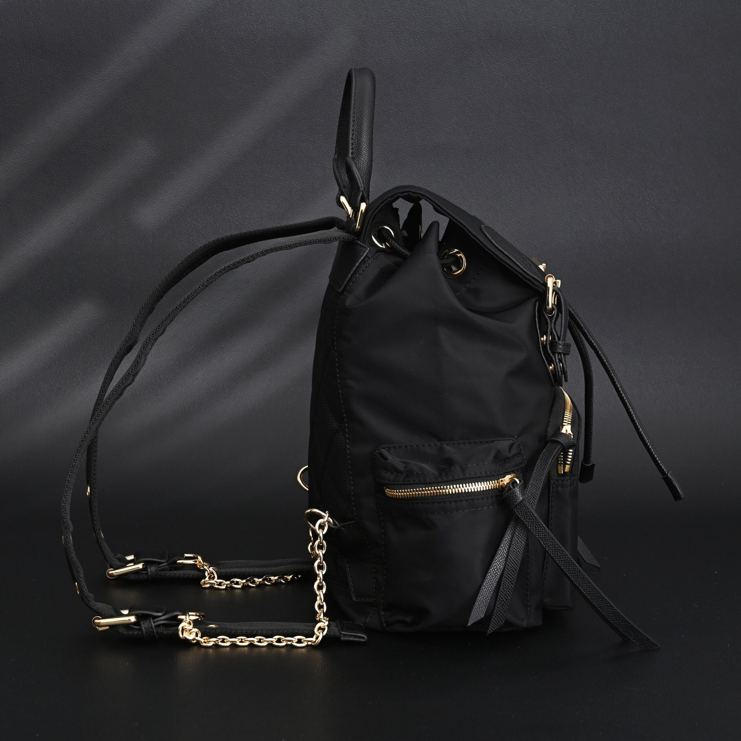 Burberry The Rucksack – Black Nylon & Leather Backpack with Gold-Tone Hardware - Image 4