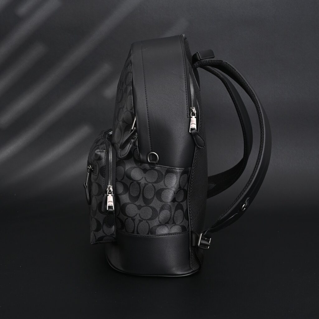 Coach West Backpack – Signature Canvas in Black/Grey