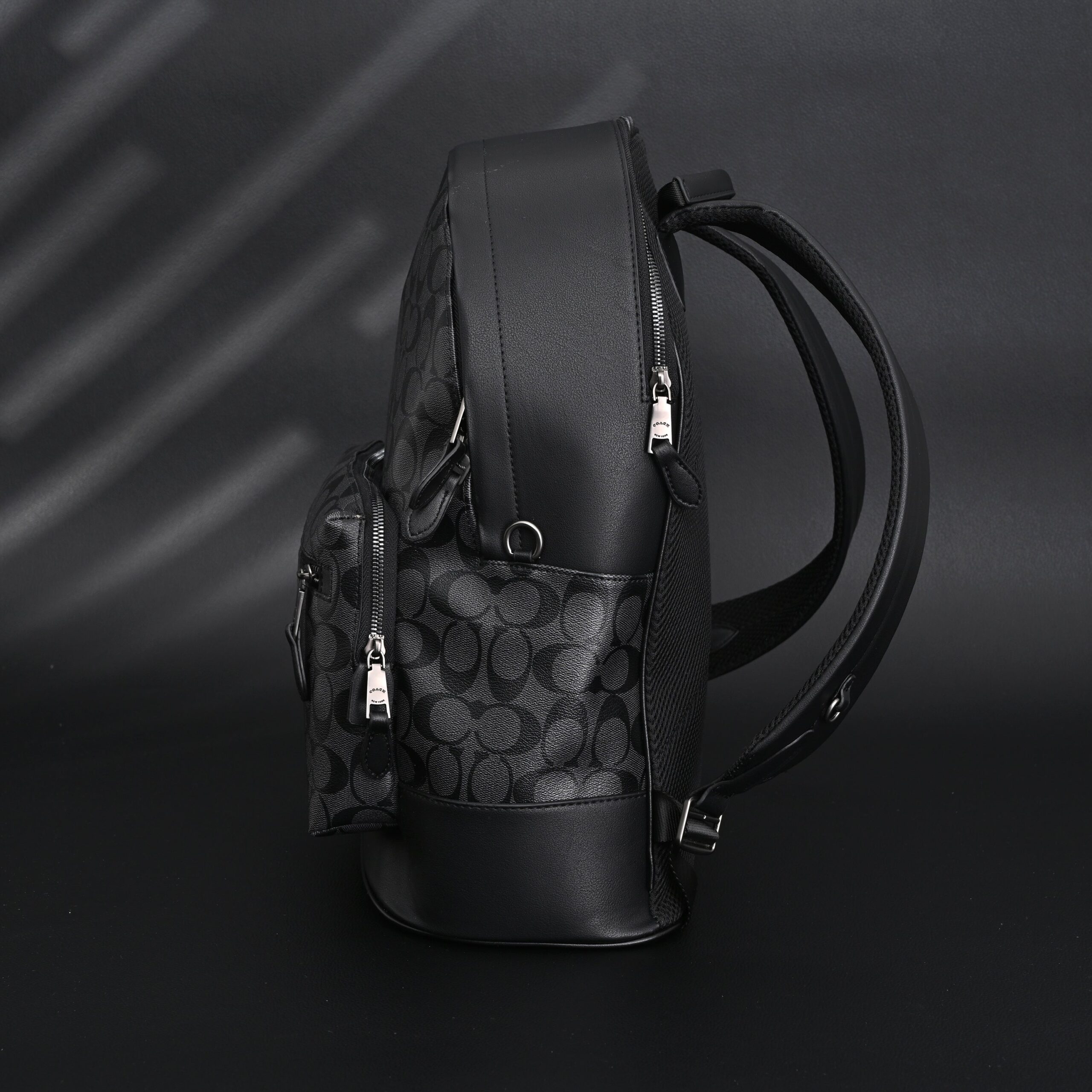 Coach West Backpack – Signature Canvas in Black/Grey - Image 3