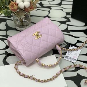 Chanel Mini Flap Bag Pink with top handle - Image 7
