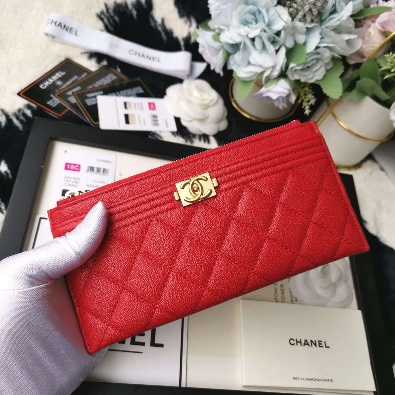 Chanel caviar quilted zip boy pouch - Image 5