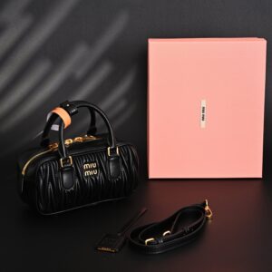 Miu Miu Black Matelassé Leather Top Handle Bag