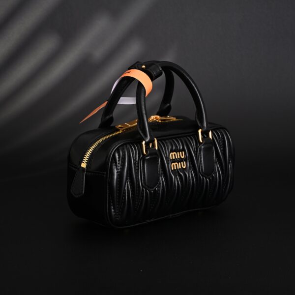 Miu Miu Black Matelassé Leather Top Handle Bag