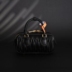 Miu Miu Black Matelassé Leather Top Handle Bag - Image 5