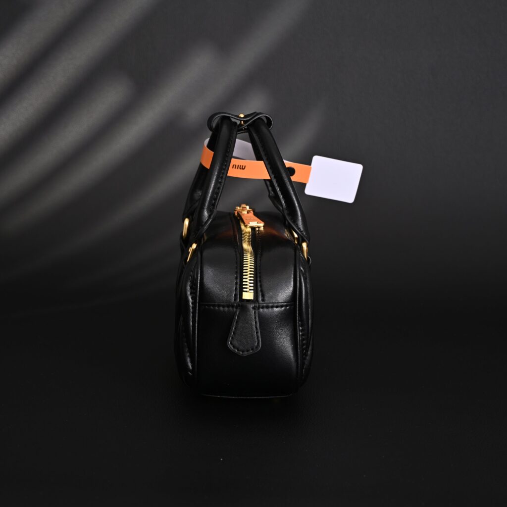 Miu Miu Black Matelassé Leather Top Handle Bag