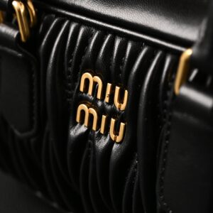Miu Miu Black Matelassé Leather Top Handle Bag - Image 11