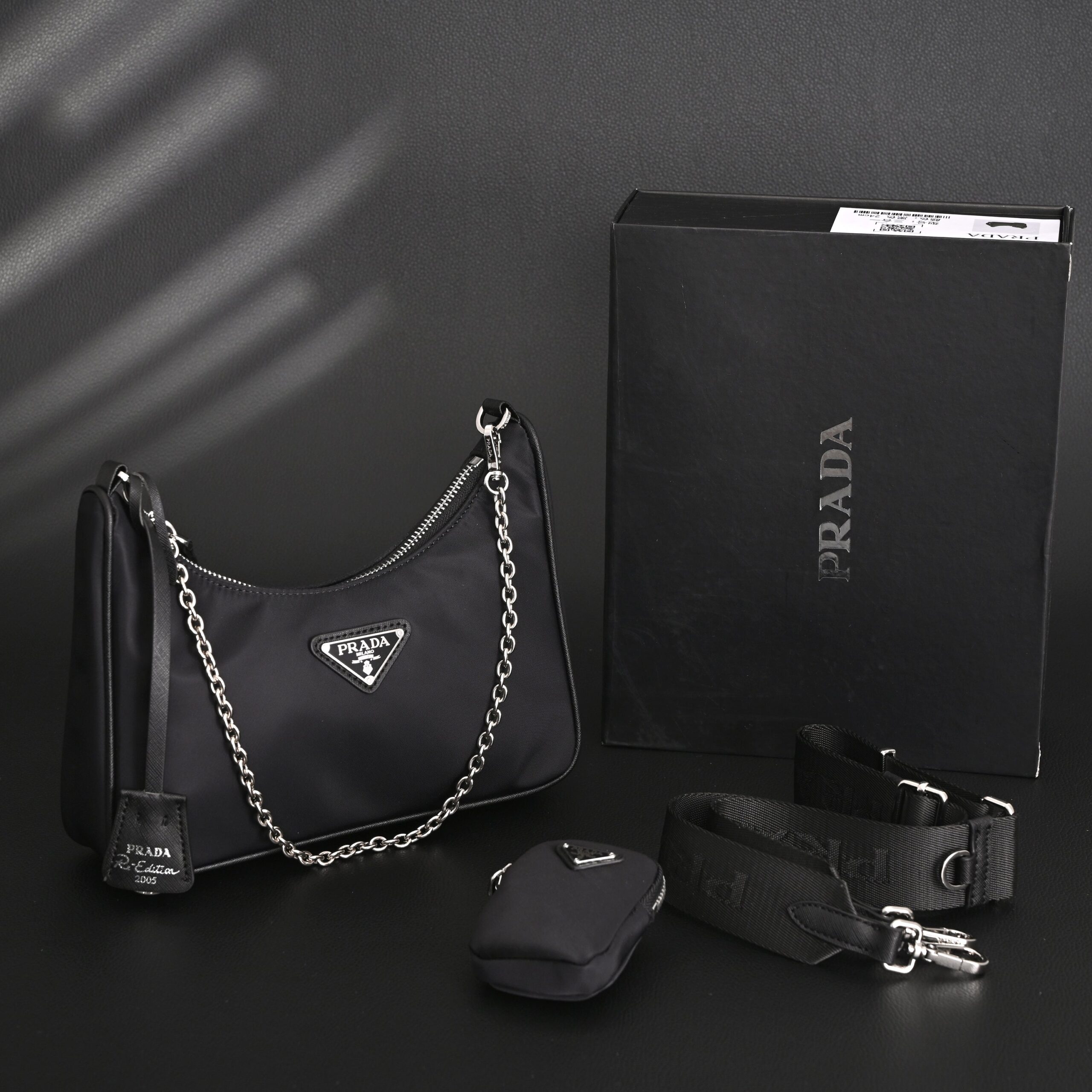 Prada Re-Edition 2005 Re-Nylon Shoulder Bag – Black - Image 5