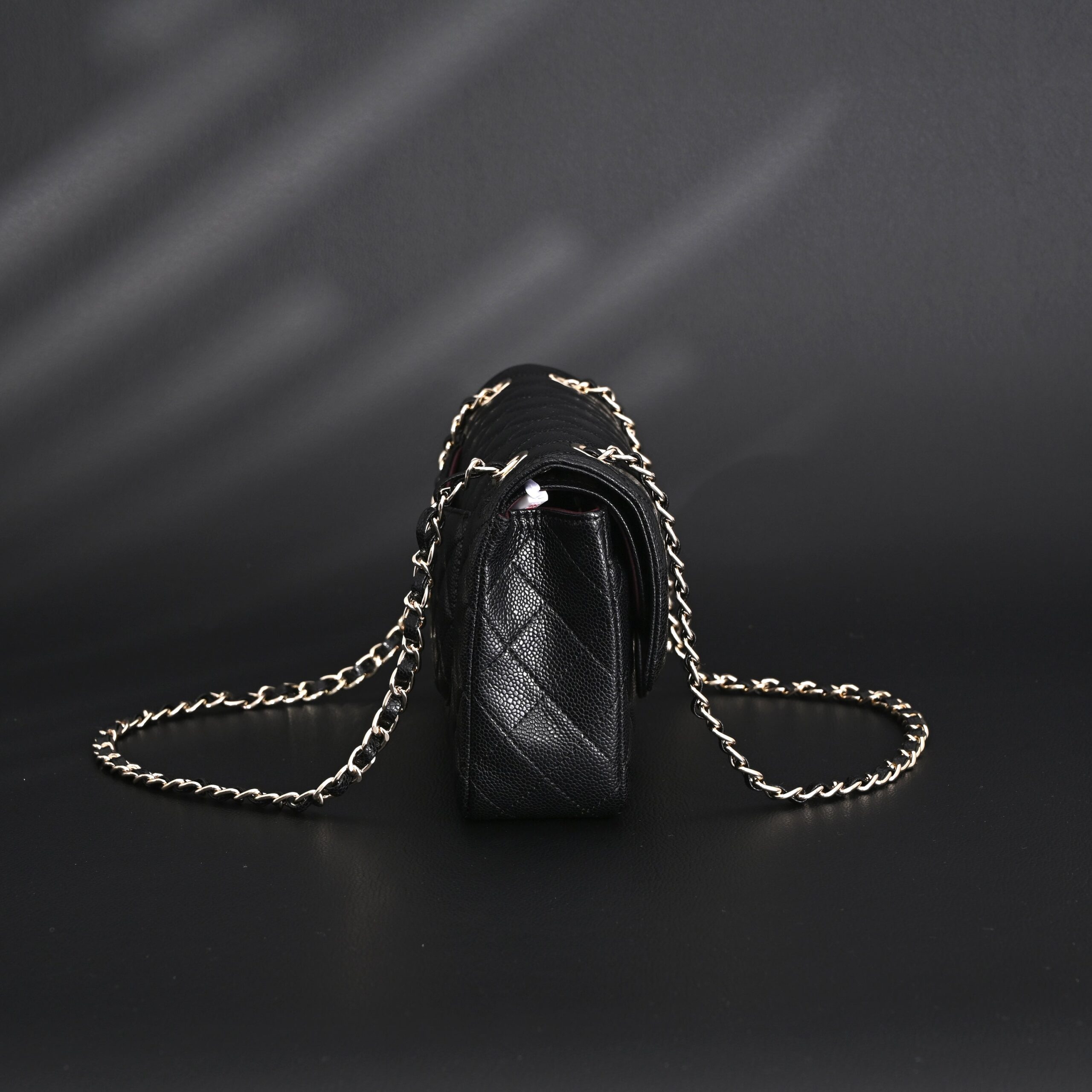 Chanel Classic Flap Bag – Black Quilted Caviar Leather with Gold-Tone Hardware - Image 3