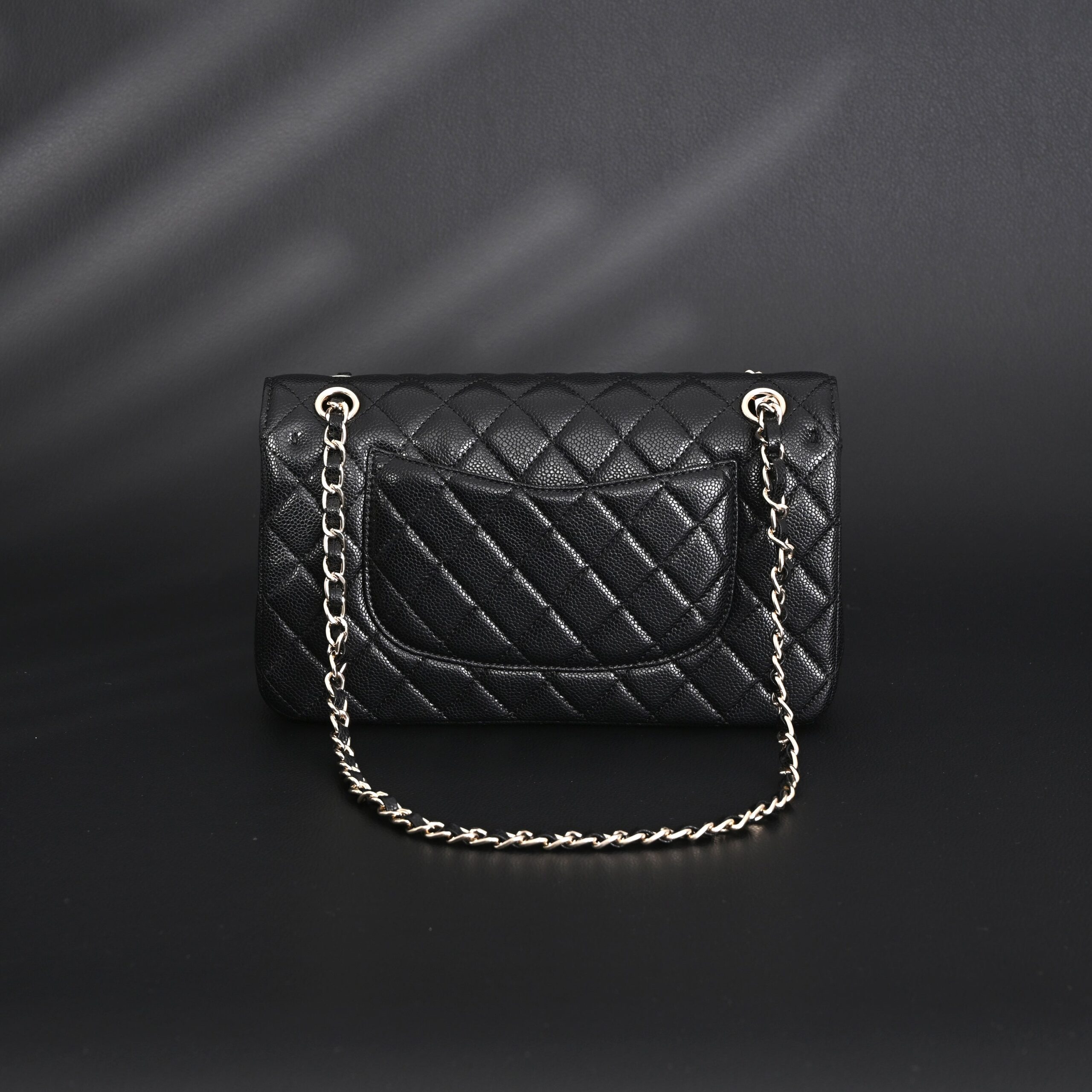 Chanel Classic Flap Bag – Black Quilted Caviar Leather with Gold-Tone Hardware - Image 4