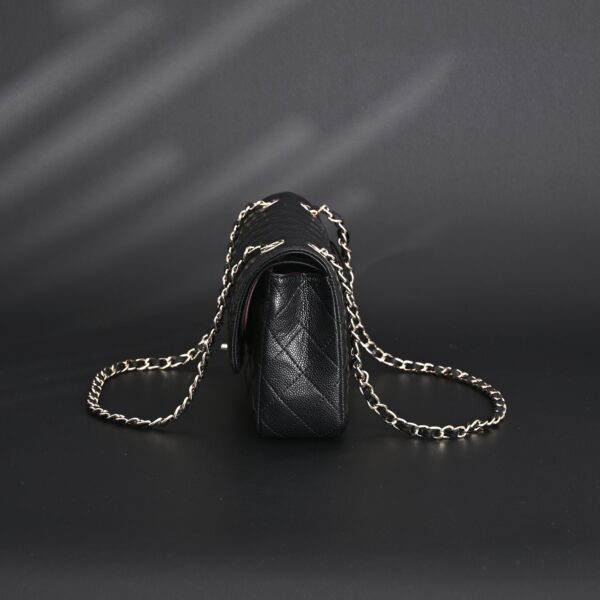 Chanel Classic Flap Bag – Black Quilted Caviar Leather with Gold-Tone Hardware