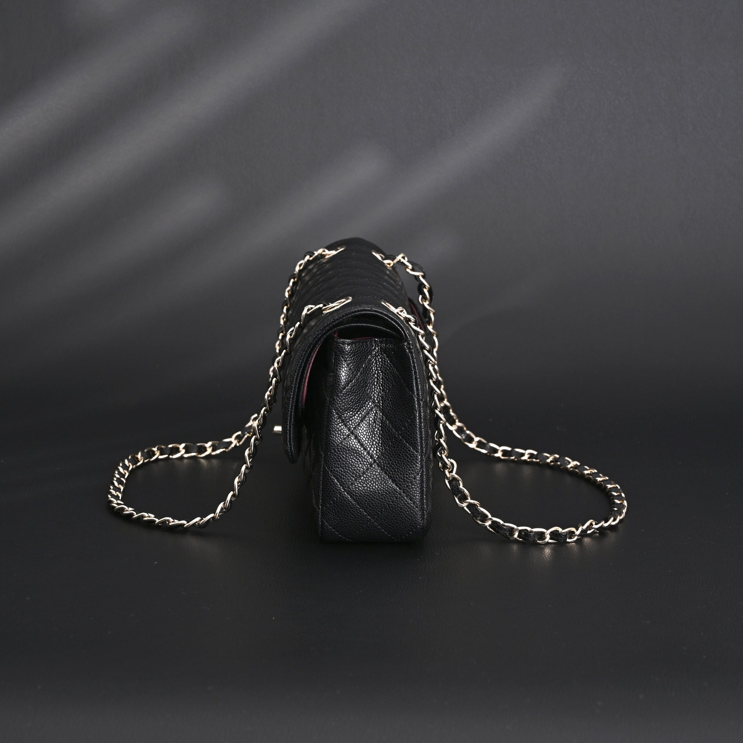 Chanel Classic Flap Bag – Black Quilted Caviar Leather with Gold-Tone Hardware - Image 5