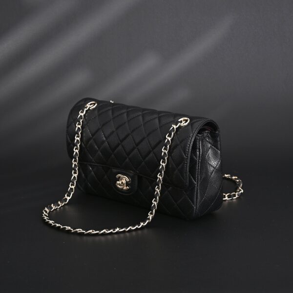 Chanel Classic Flap Bag – Black Quilted Caviar Leather with Gold-Tone Hardware