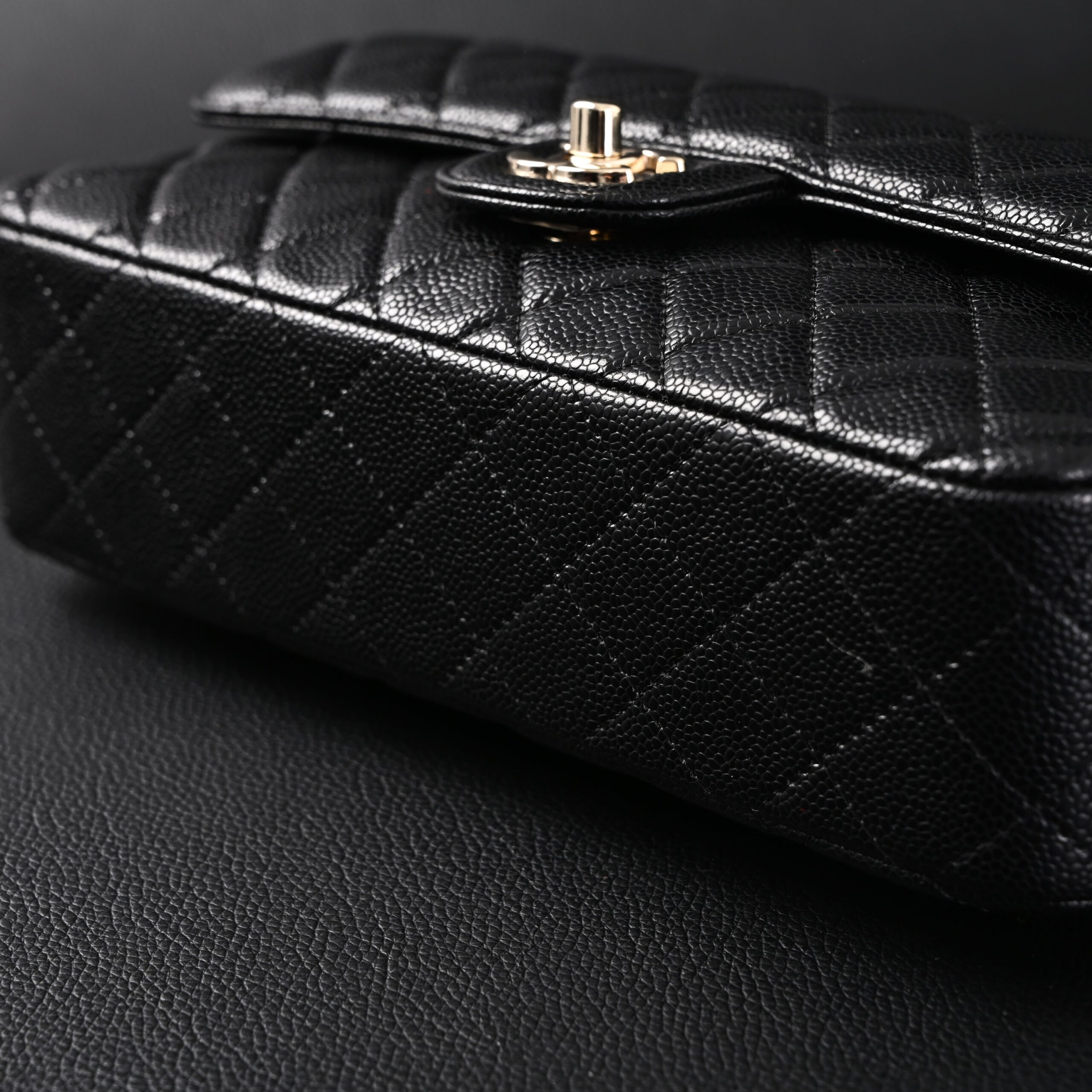 Chanel Classic Flap Bag – Black Quilted Caviar Leather with Gold-Tone Hardware - Image 7