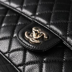 Chanel Classic Flap Bag – Black Quilted Caviar Leather with Gold-Tone Hardware - Image 8