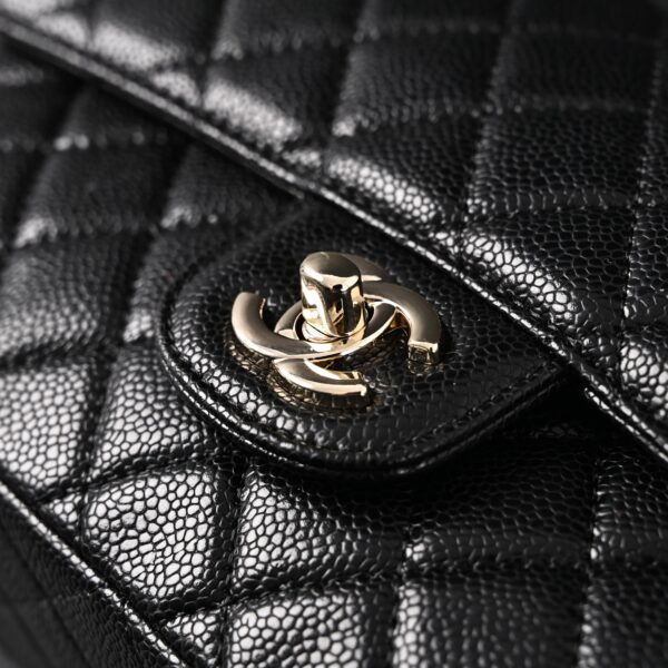 Chanel Classic Flap Bag – Black Quilted Caviar Leather with Gold-Tone Hardware