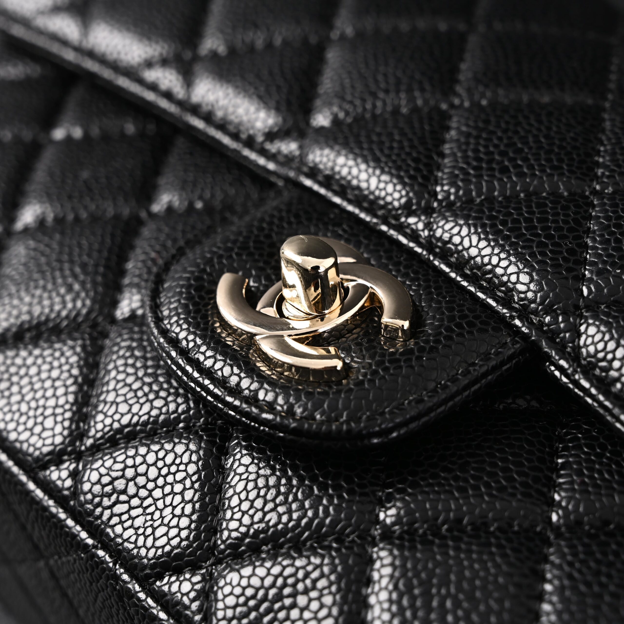 Chanel Classic Flap Bag – Black Quilted Caviar Leather with Gold-Tone Hardware - Image 8