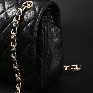 Chanel Classic Flap Bag – Black Quilted Caviar Leather with Gold-Tone Hardware - Image 9