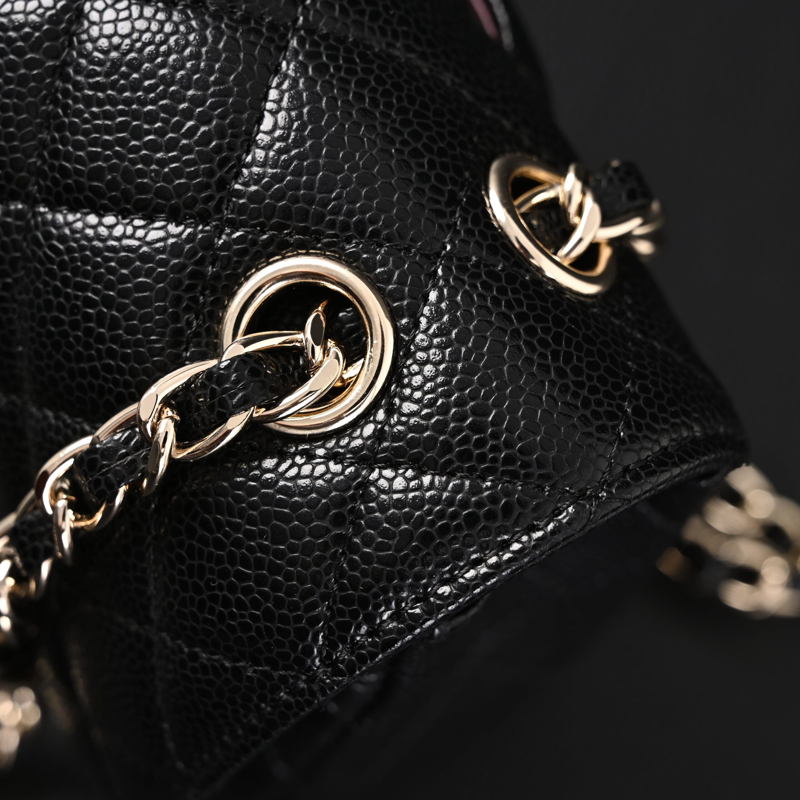 Chanel Classic Flap Bag – Black Quilted Caviar Leather with Gold-Tone Hardware - Image 10