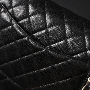 Chanel Classic Flap Bag – Black Quilted Caviar Leather with Gold-Tone Hardware - Image 11