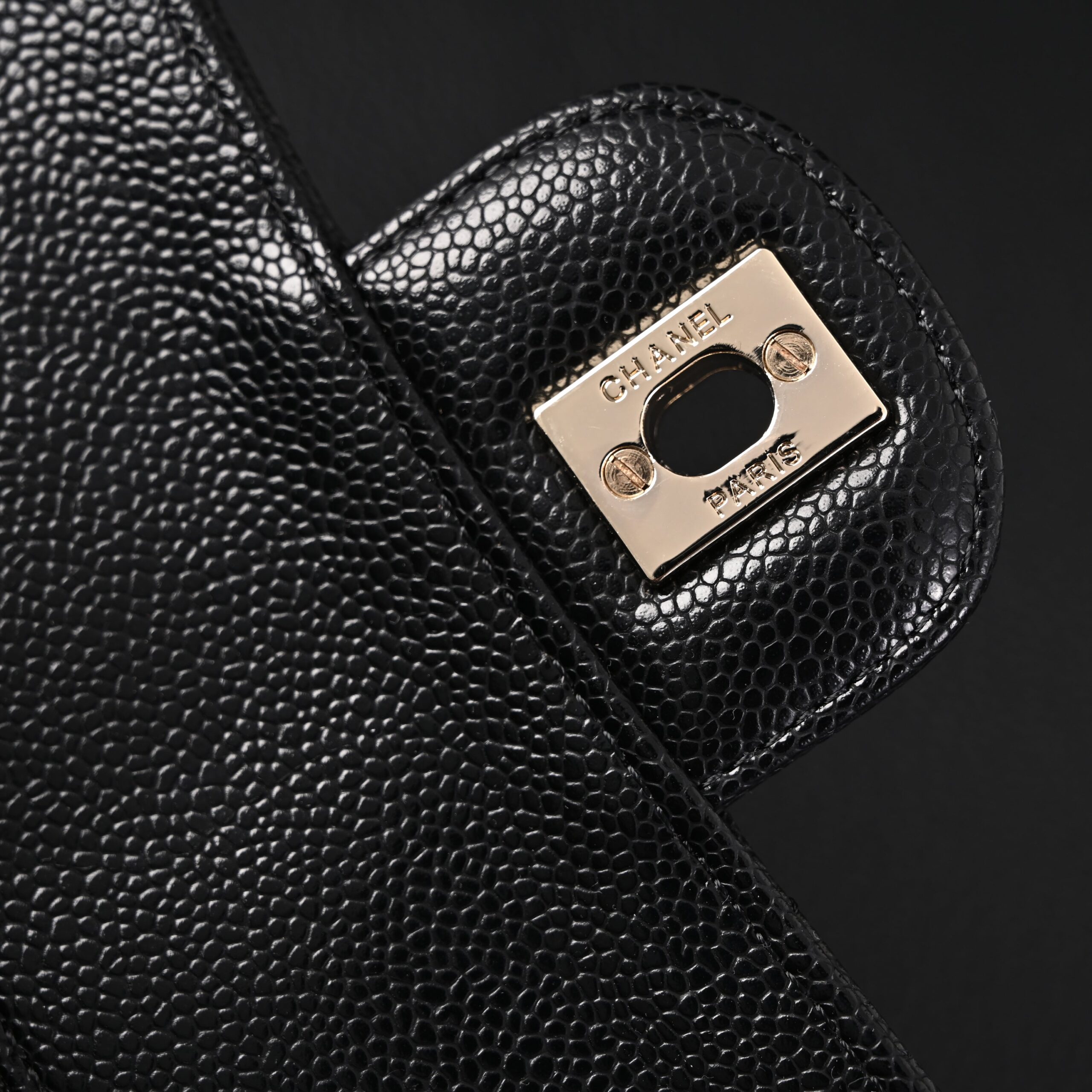 Chanel Classic Flap Bag – Black Quilted Caviar Leather with Gold-Tone Hardware - Image 12