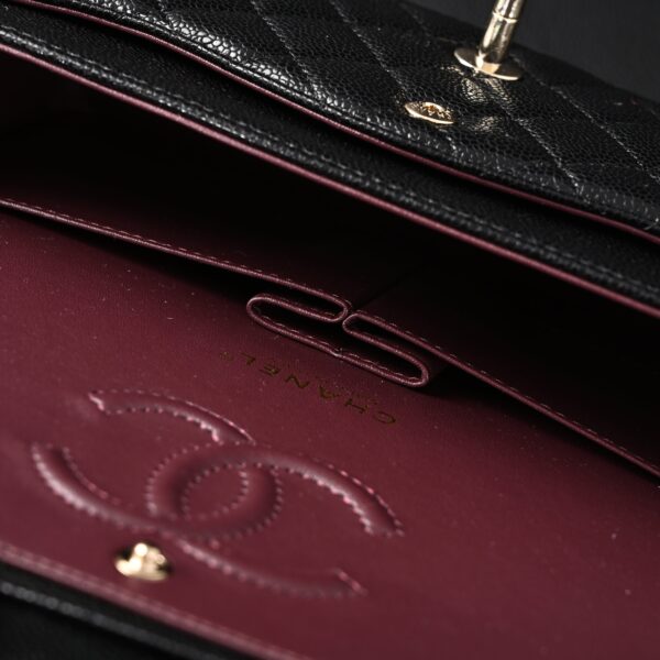 Chanel Classic Flap Bag – Black Quilted Caviar Leather with Gold-Tone Hardware