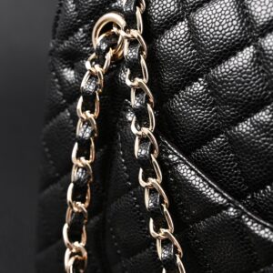 Chanel Classic Flap Bag – Black Quilted Caviar Leather with Gold-Tone Hardware - Image 18