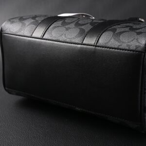 Coach Signature Duffel Bag – Black Monogram Canvas with Leather Trim - Image 8