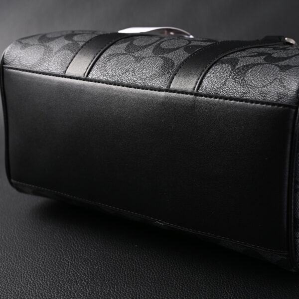 Coach Signature Duffel Bag – Black Monogram Canvas with Leather Trim