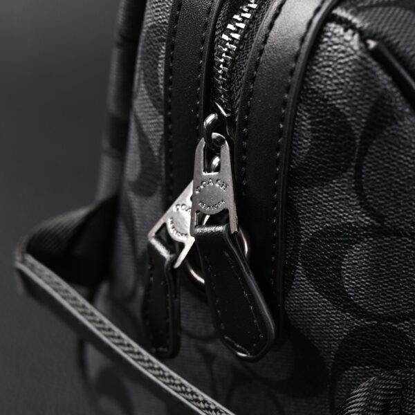 Coach Signature Duffel Bag – Black Monogram Canvas with Leather Trim