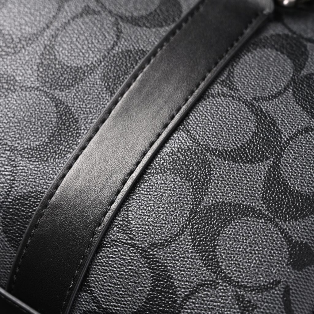 Coach Signature Duffel Bag – Black Monogram Canvas with Leather Trim