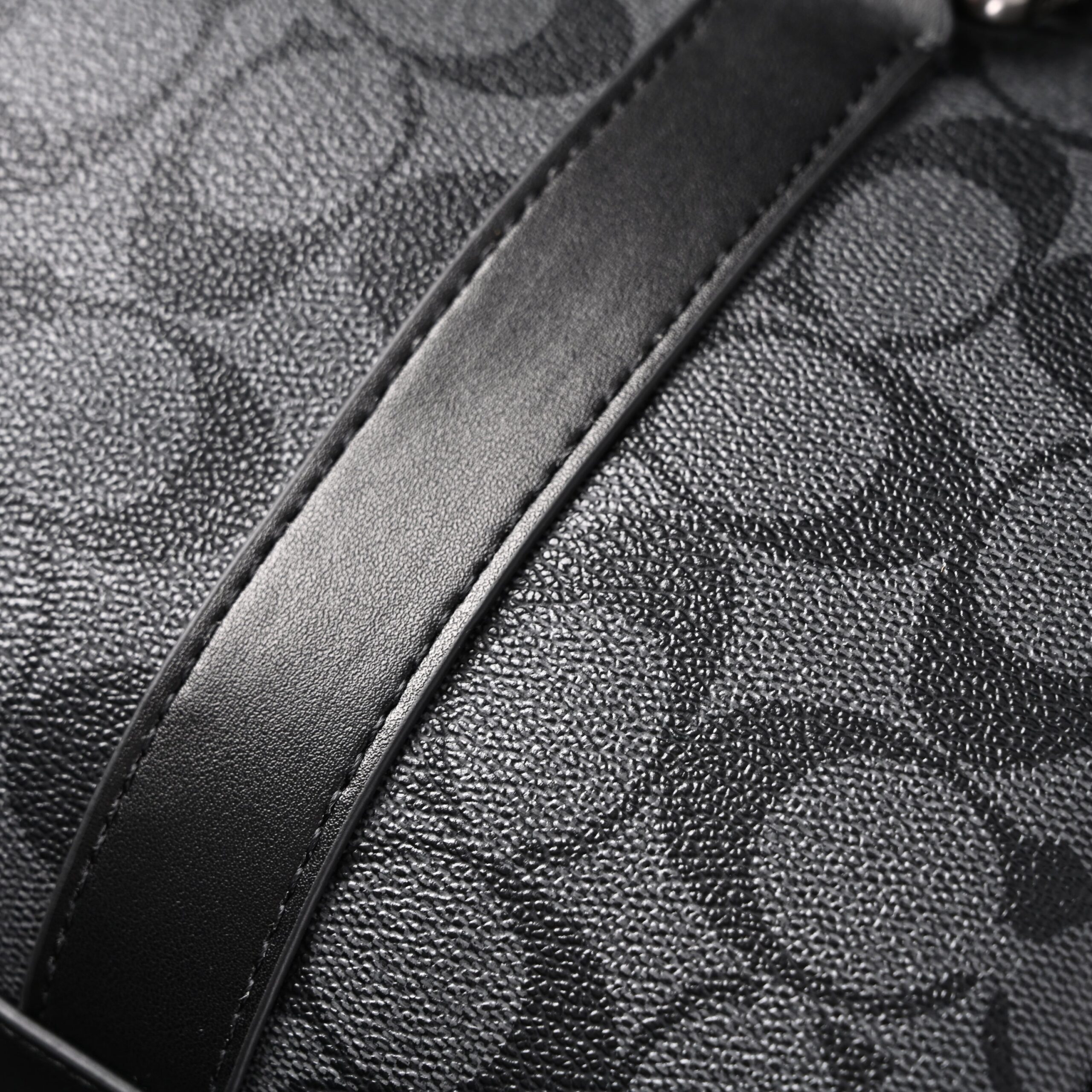 Coach Signature Duffel Bag – Black Monogram Canvas with Leather Trim - Image 13