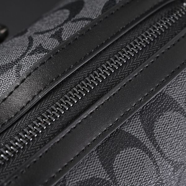 Coach Signature Duffel Bag – Black Monogram Canvas with Leather Trim