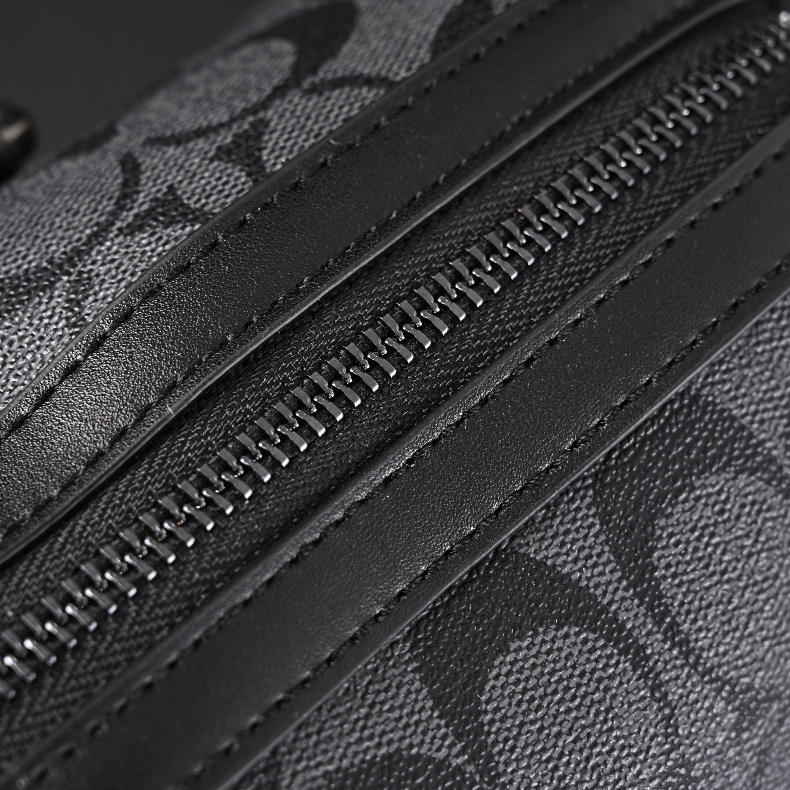 Coach Signature Duffel Bag – Black Monogram Canvas with Leather Trim - Image 14