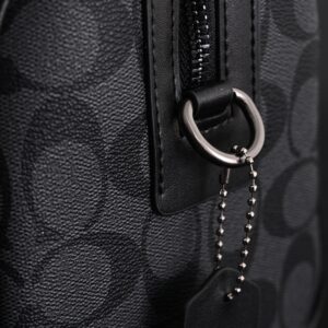 Coach Signature Duffel Bag – Black Monogram Canvas with Leather Trim - Image 15